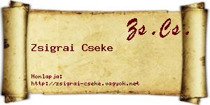 Zsigrai Cseke névjegykártya